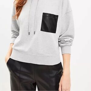 LOFT-Heathered Pocket Hoodie-Size M